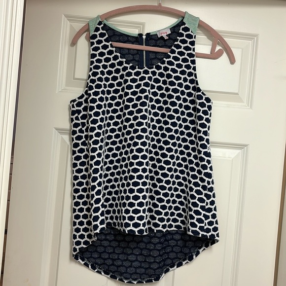 Pixley Tops - Blue and white flowy tank top lg